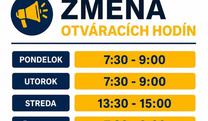 Fotka - Zmena otváracích hodín Slovenskej pošty v Nižnom Žipove od 01.05.2026